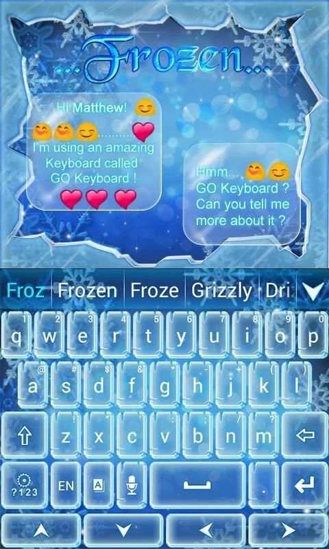 Frozen GO Keyboard Theme 4 تصوير الشاشة