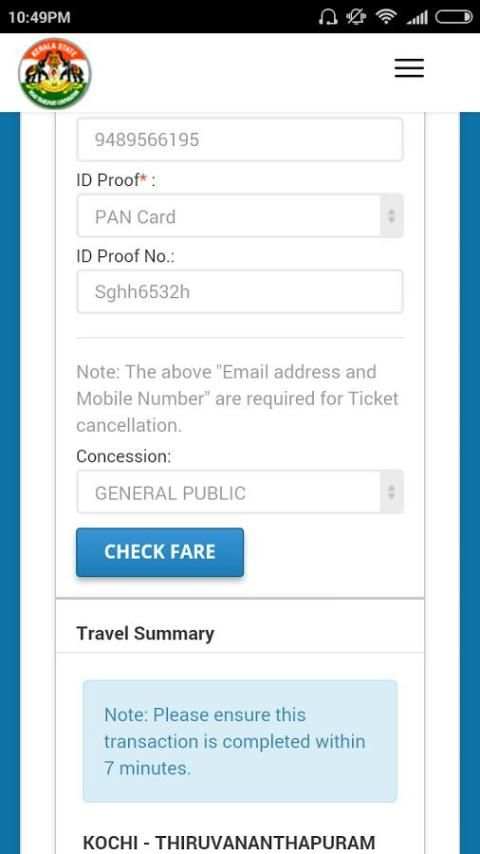 Kerala RTC KSRTC Online Ticket screenshot 5