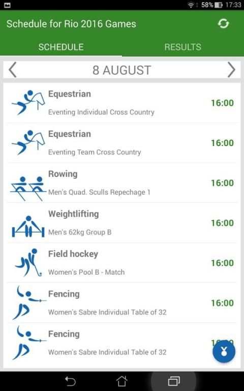 Schedule for Rio 2016 Games स्क्रीनशॉट 3