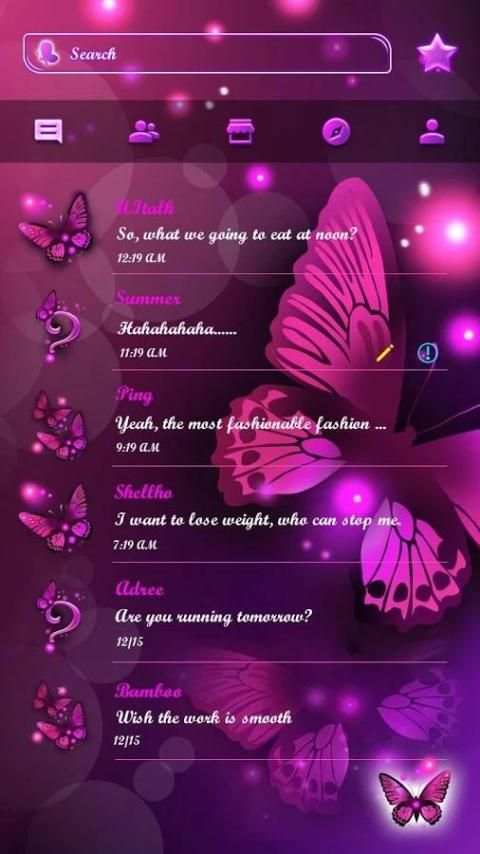 Tema SMS Kupu Kupu Neon screenshot 4