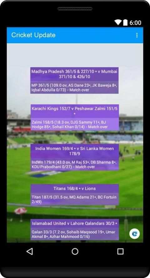 Cricket Update - Lite स्क्रीनशॉट 3
