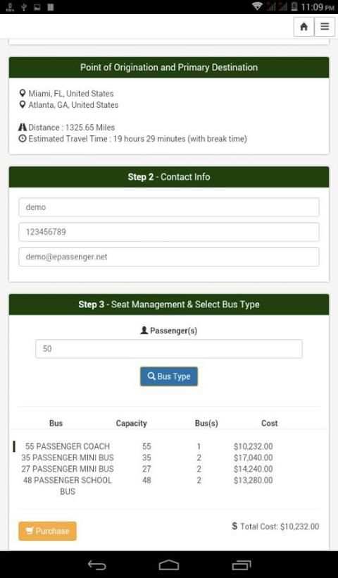 Samson Trailways Android App 1 تصوير الشاشة