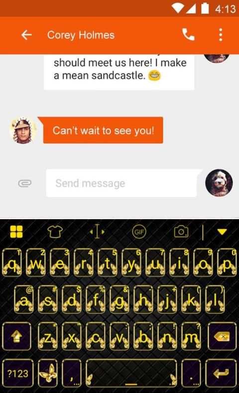 Gold Buterfly Bowknot Keyboard 5 تصوير الشاشة