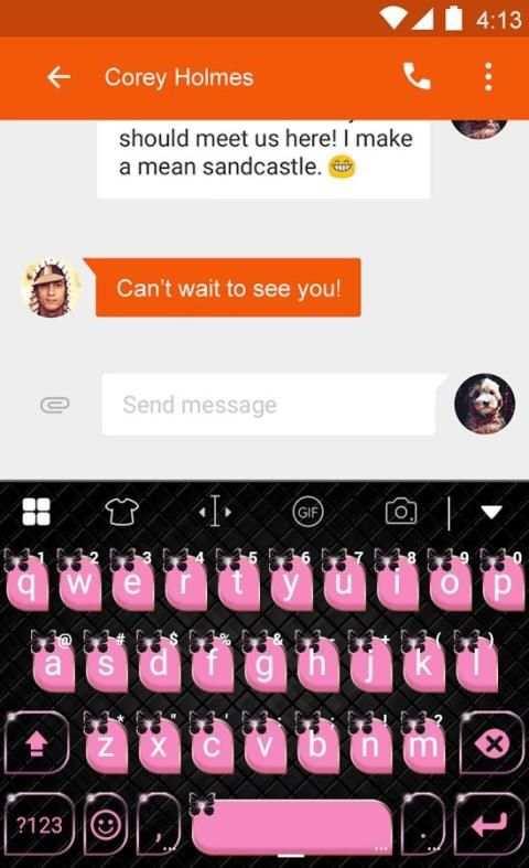 Pink Bow Knot Gifs Keyboard скриншот 2