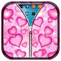 Pink Heart Zipper Lock Screen on 9Apps