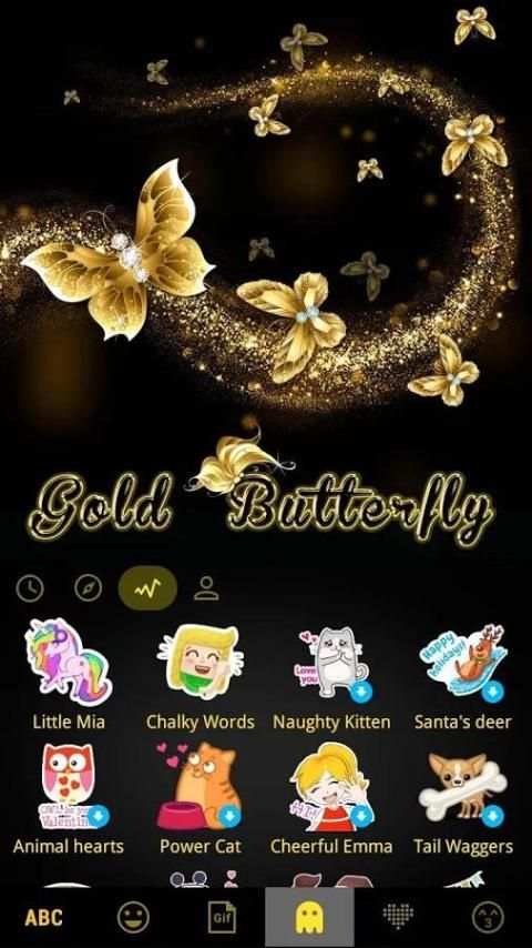 Gold Butterfly Emoji Keyboard скриншот 3