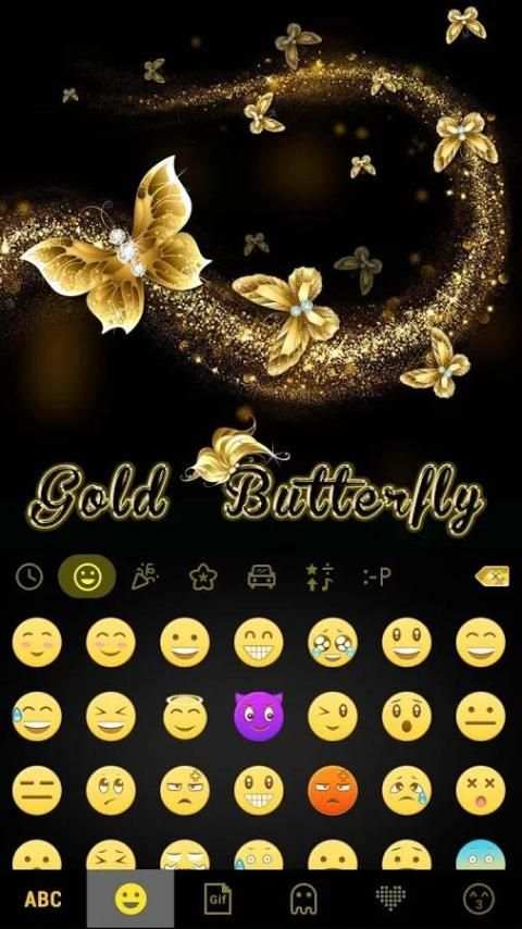 Gold Butterfly Emoji Keyboard скриншот 5