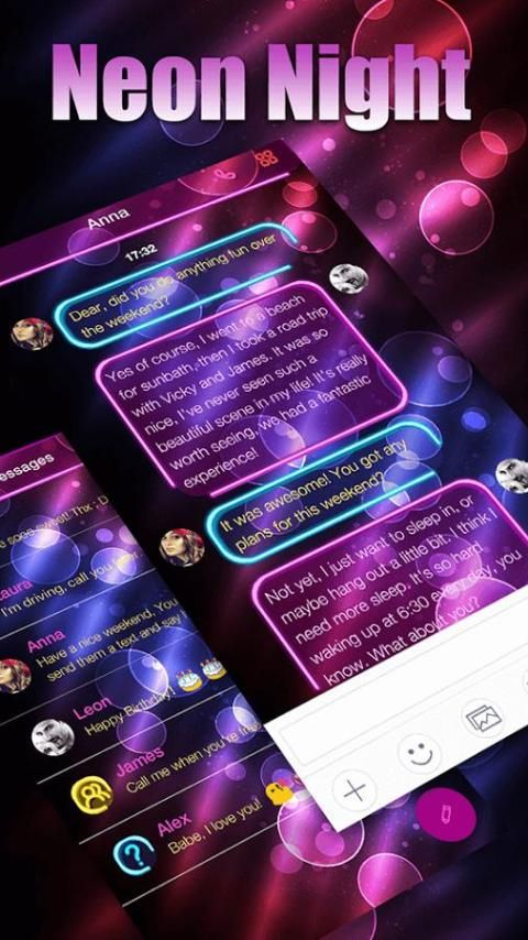 Neon Night Messages Theme screenshot 1