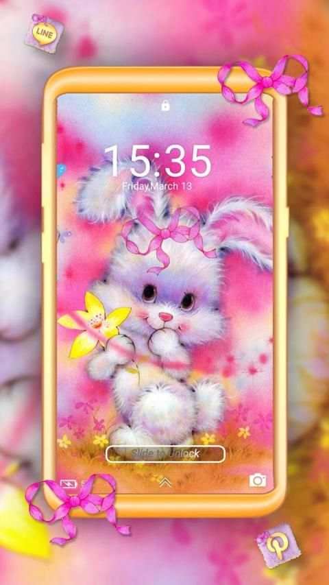 Kawaii Rabbit Launcher Theme स्क्रीनशॉट 3