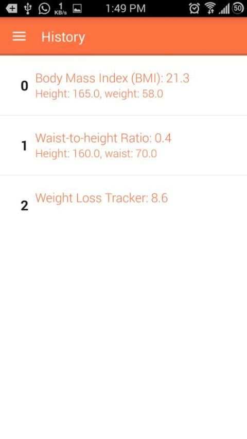 Bmi and weight loss tracker screenshot 1