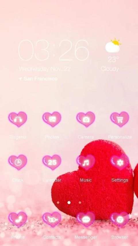 Romantic Heart Launcher Theme स्क्रीनशॉट 1