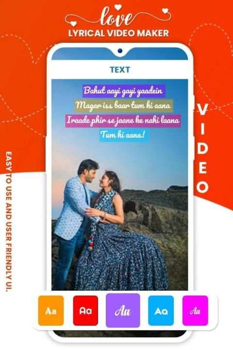 Love Lyrical Video Status Maker स्क्रीनशॉट 1