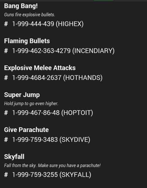 Cheats gta V screenshot 1