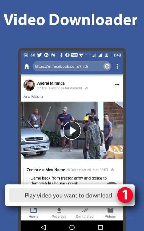 Video Downloader For Facebook स्क्रीनशॉट 1