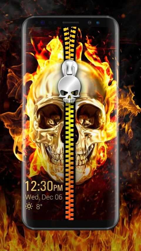Skull & zipper style lock screen स्क्रीनशॉट 6