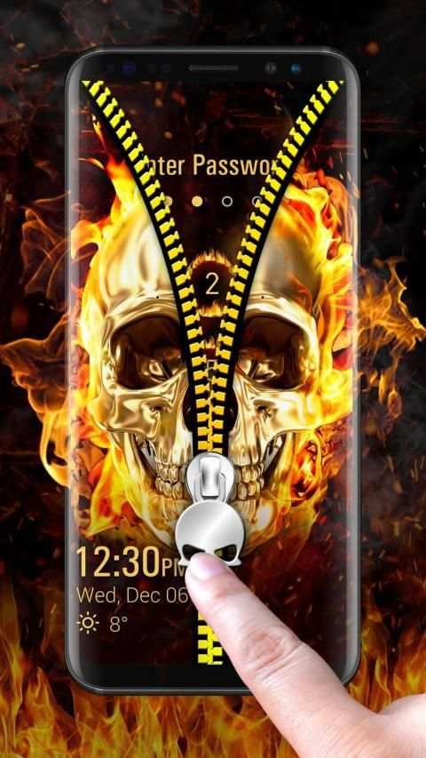 Skull & zipper style lock screen स्क्रीनशॉट 5