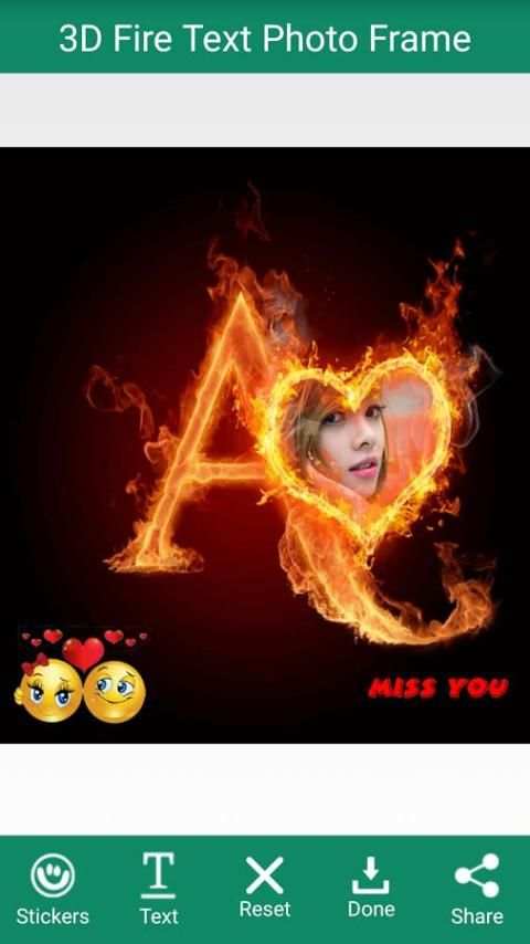 3D Fire Text Photo Frame screenshot 1
