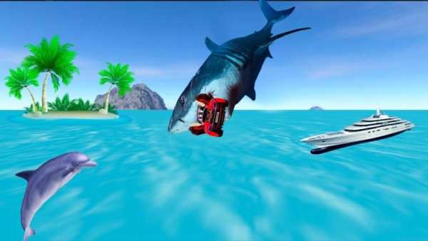 Angry shark flyingCar shooting screenshot 1