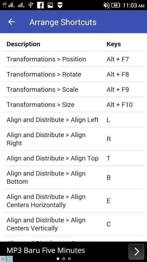 Corel Draw X6 Shortcut Keys скриншот 3