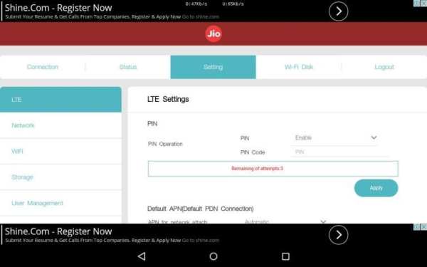 Web Admin for JioFi Hotspot screenshot 2
