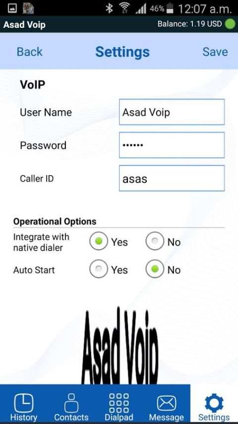 Asad Voip screenshot 1