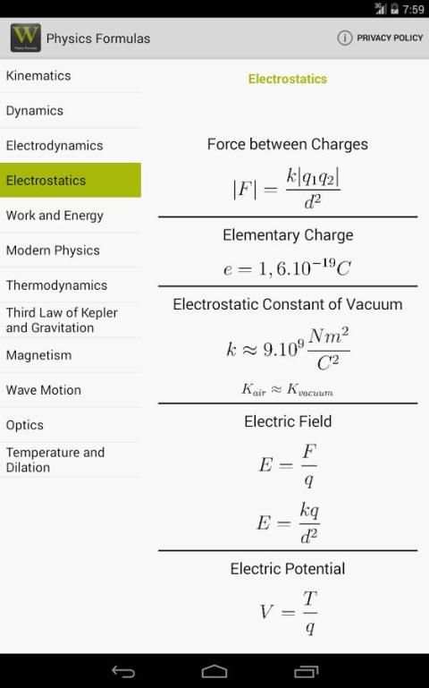 Physics Formulas скриншот 1