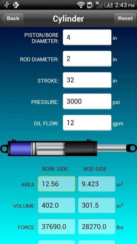 Hydraulic Cylinder Calc Free скриншот 2