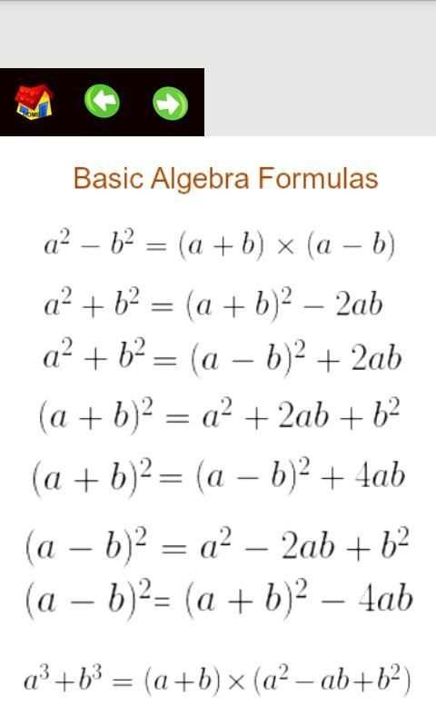 Algebra Useful Formulas screenshot 12