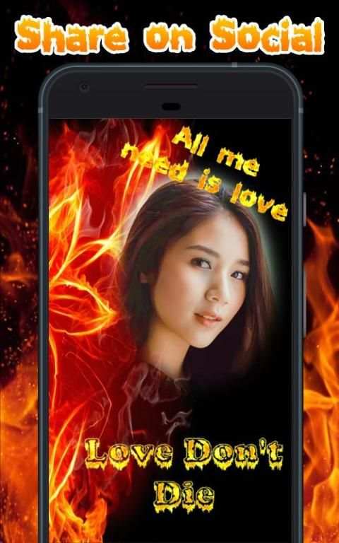 Fire Text Photo Frame स्क्रीनशॉट 1