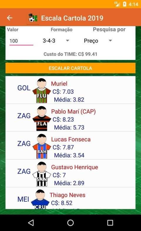 Escala Cartola screenshot 6