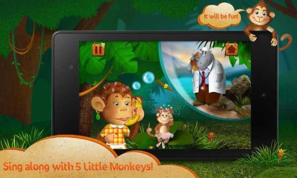 Baby songs: 5 Little Monkeys скриншот 1