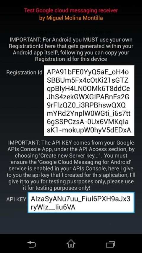 Test (Google Cloud Messaging) screenshot 1