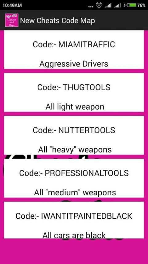 Cheat Code For Vice City 2017 скриншот 3