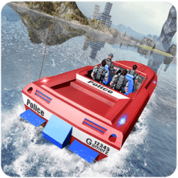 Полиции Powerboat транспортер иконка