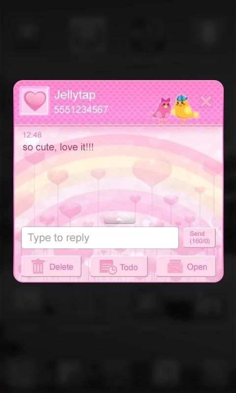 ♥ Cute Birds Love Theme SMS ♥ screenshot 3