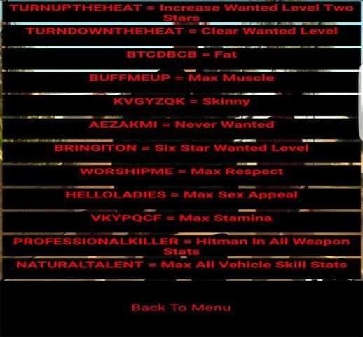 GTA San Andreas PC Cheats screenshot 1