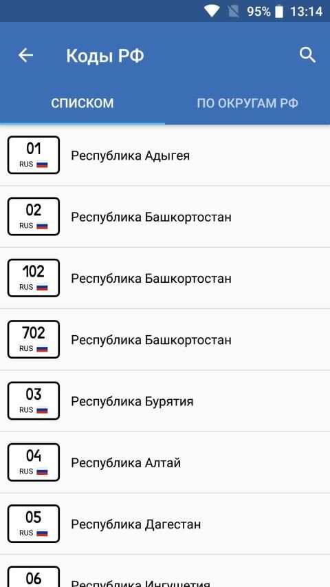 Коды регионов России на автомобильных номерах screenshot 23