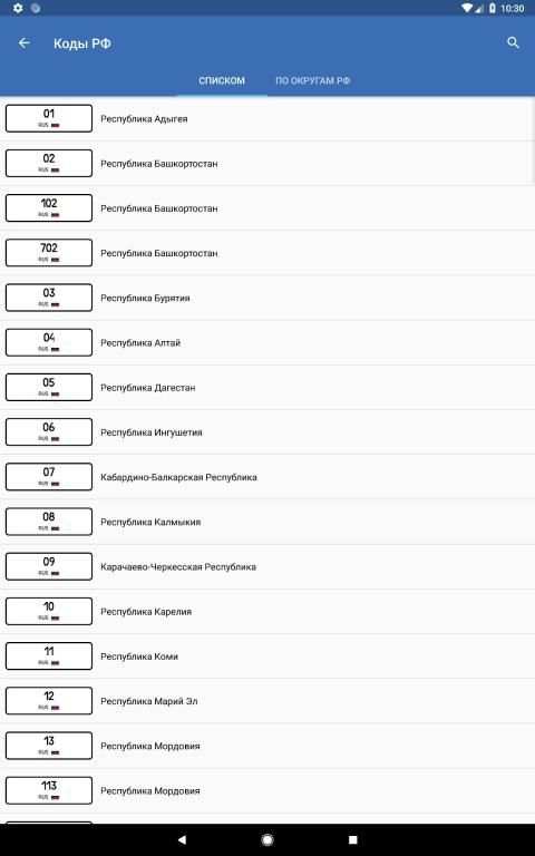 Коды регионов России на автомобильных номерах screenshot 15