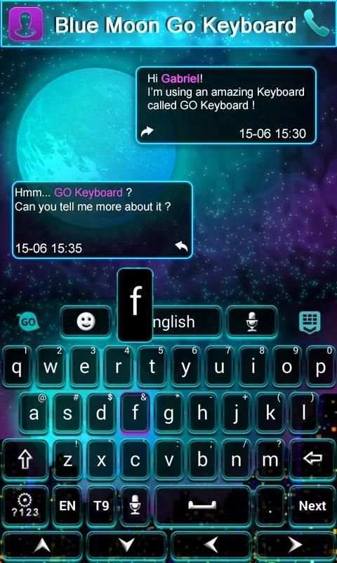 Bluemoon GO Keyboard Theme स्क्रीनशॉट 4