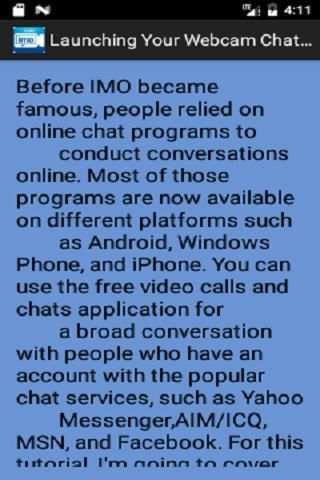 Free Imo Video Chat Guide 5 تصوير الشاشة