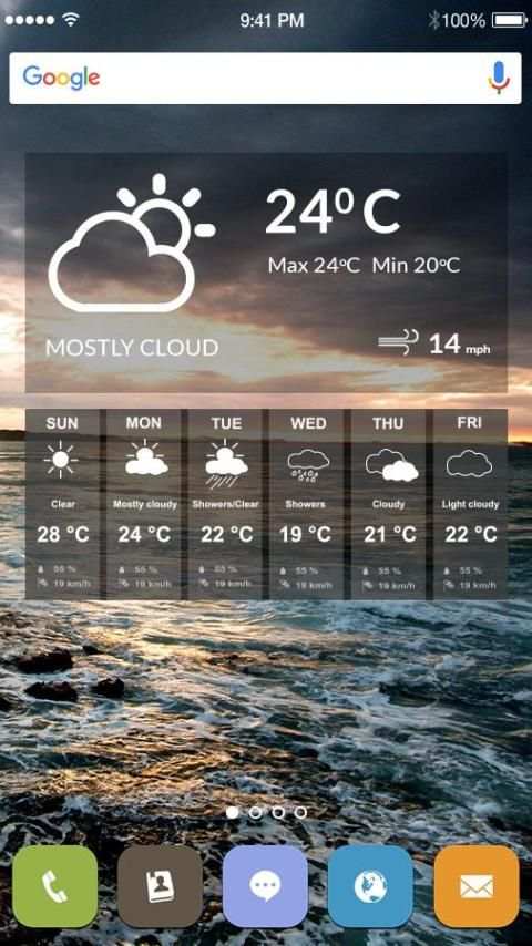 Transparent weather Widget 1 تصوير الشاشة