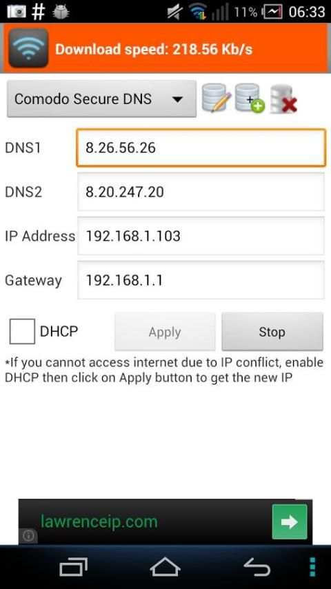 WiFi Settings (dns,ip,gateway) screenshot 1