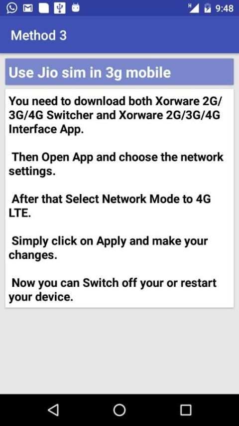 Use 4G jio on 3G Phone VoLTE скриншот 3