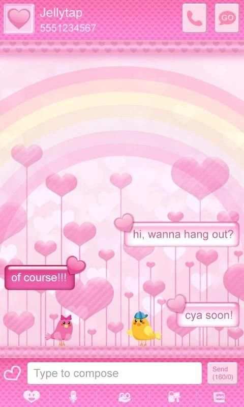 ♥ Cute Birds Love Theme SMS ♥ screenshot 4