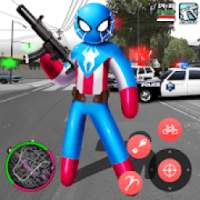 Spider Capitaine american Stickman Rope Hero Crime