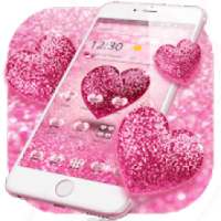 Pink Glitter Love Heart Theme आइकन