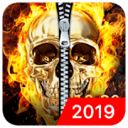 Skull &amp; zipper style lock screen आइकन