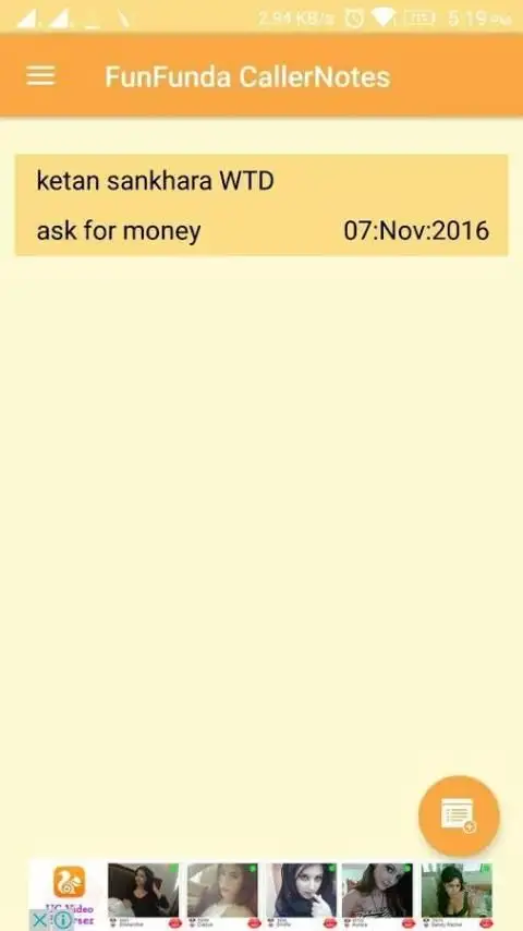 Free Call Note Android App स्क्रीनशॉट 1