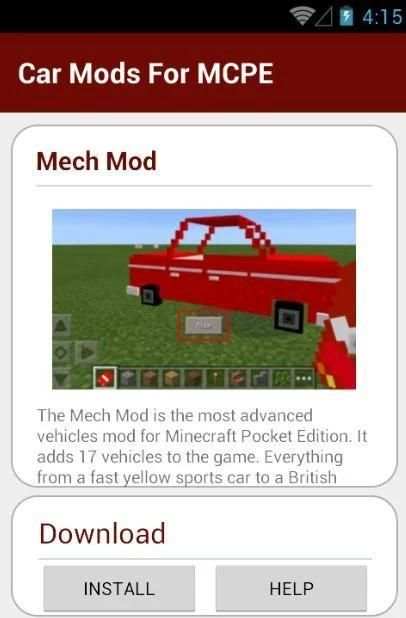 Car Mods For MCPE 1 تصوير الشاشة