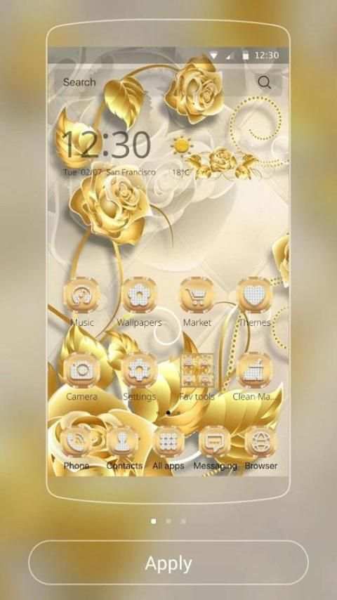 Golden Rose Theme Gold Roses स्क्रीनशॉट 1